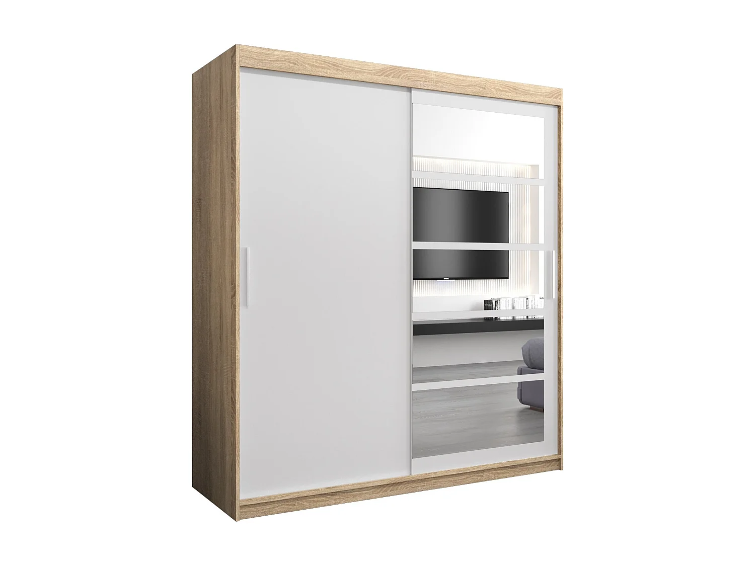 Armoire Roma 1 À Portes Coulissantes 200/180/62 2 portes (Sonoma/Blanc)