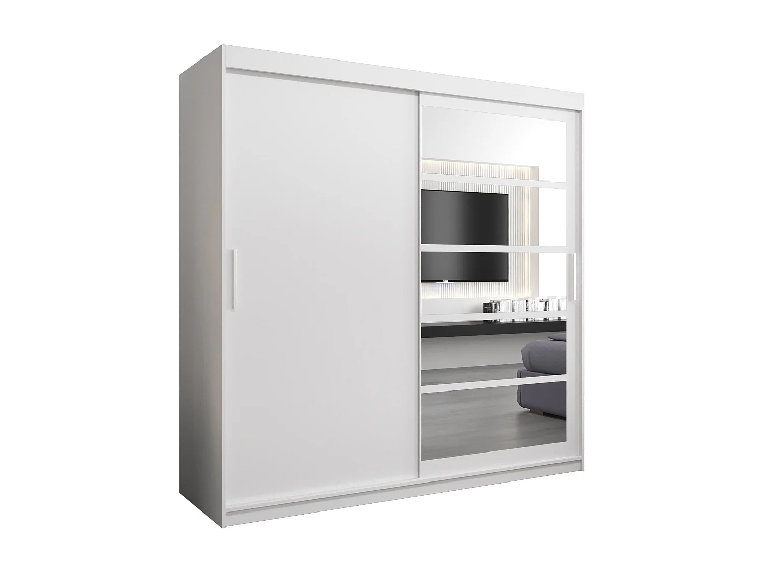 Roma 1 kledingkast met schuifdeuren 200/200/62 2 deuren (wit/wit)