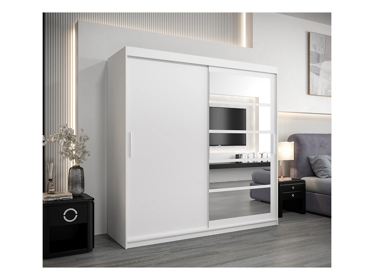 Roma 1 kledingkast met schuifdeuren 200/200/62 2 deuren (wit/wit)