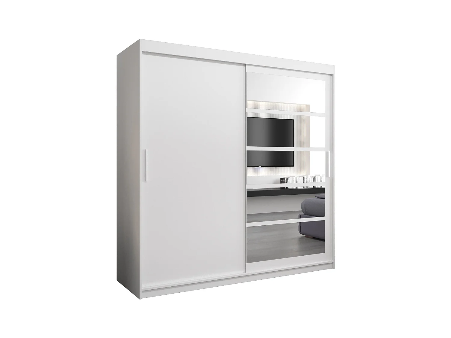 Schwebetürenschrank Roma 200/200/62 2-Türig (Weiß)