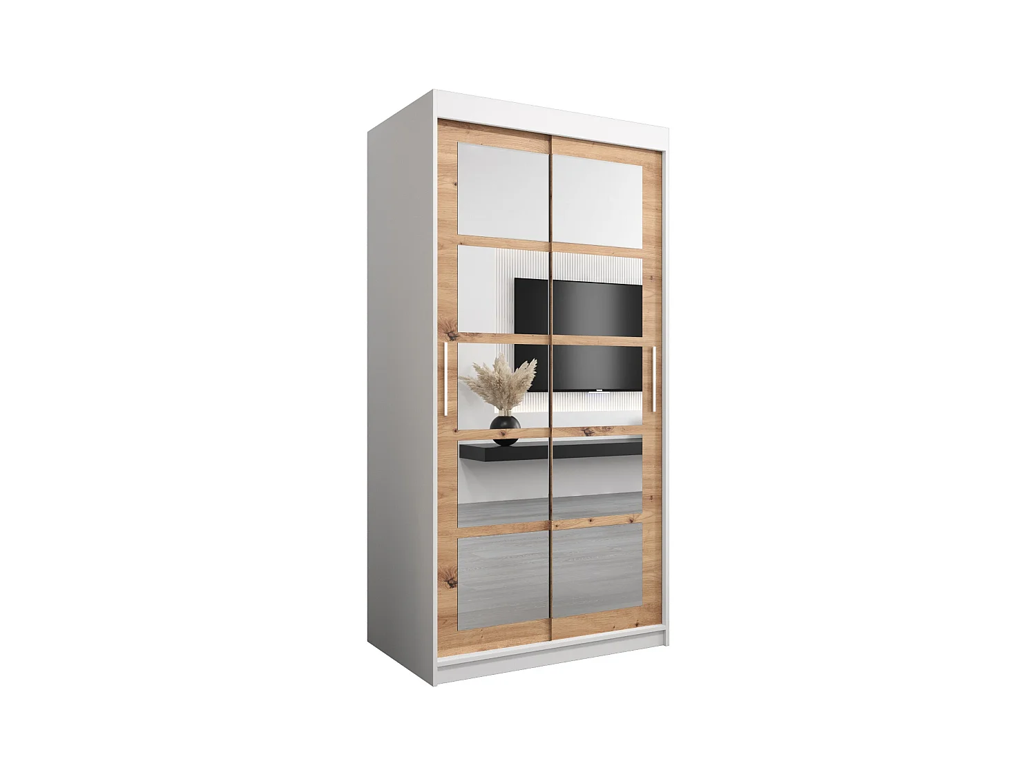 Armoire Roma 2 À Portes Coulissantes 200/100/62 2 portes (Blanc/Artisan)
