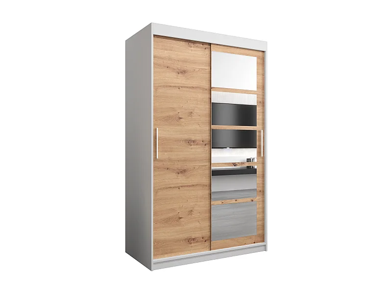 Roma 1 kledingkast met schuifdeuren 200/120/62 2 deuren (wit/artisan)