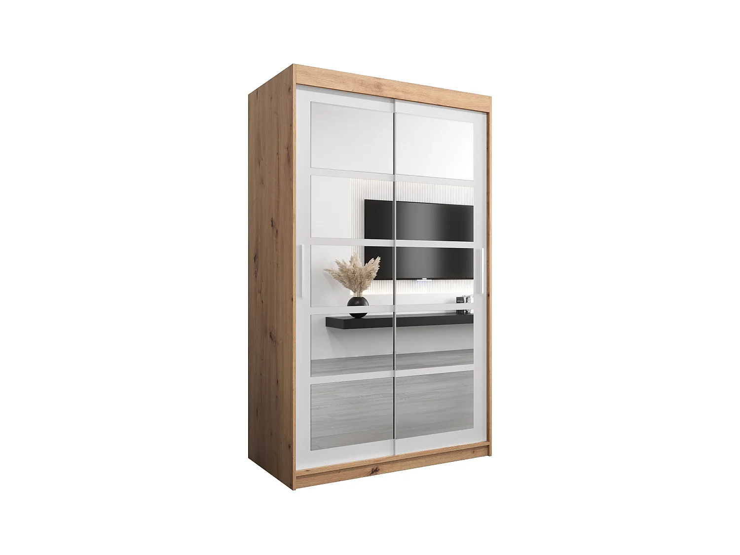 Armadio Roma 2 ad ante scorrevoli 200/120/62 2 porte (artisan/bianco)