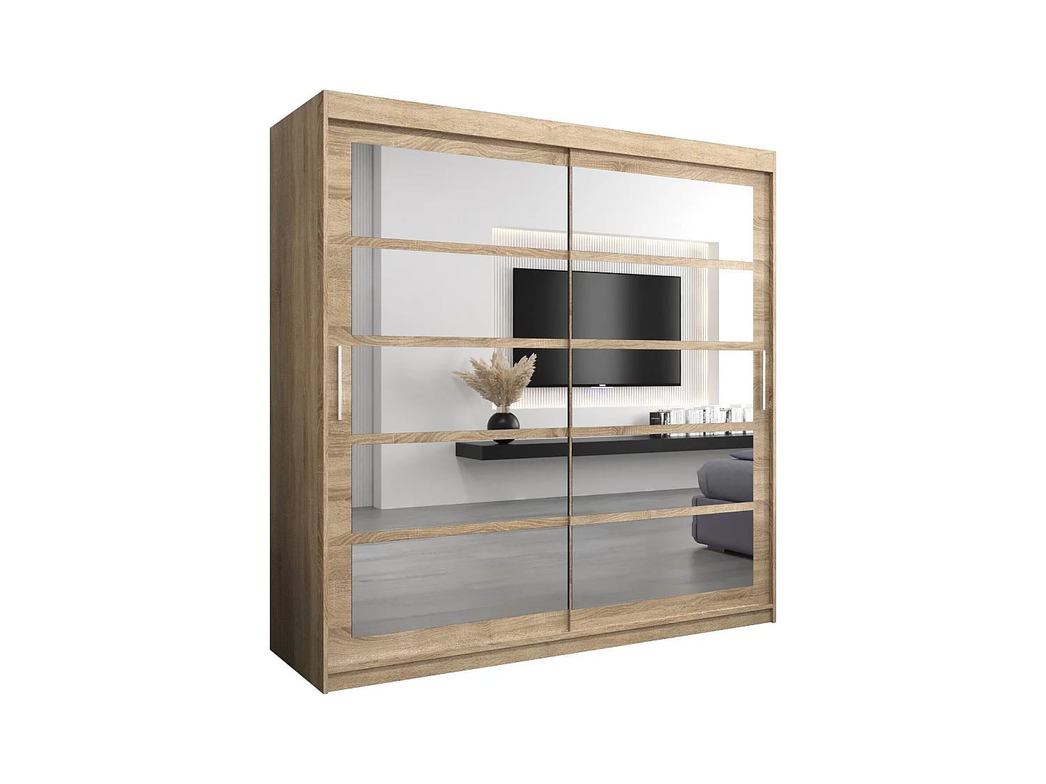 Schwebetürenschrank Roma 200/200/62 2-Türig (Sonoma)