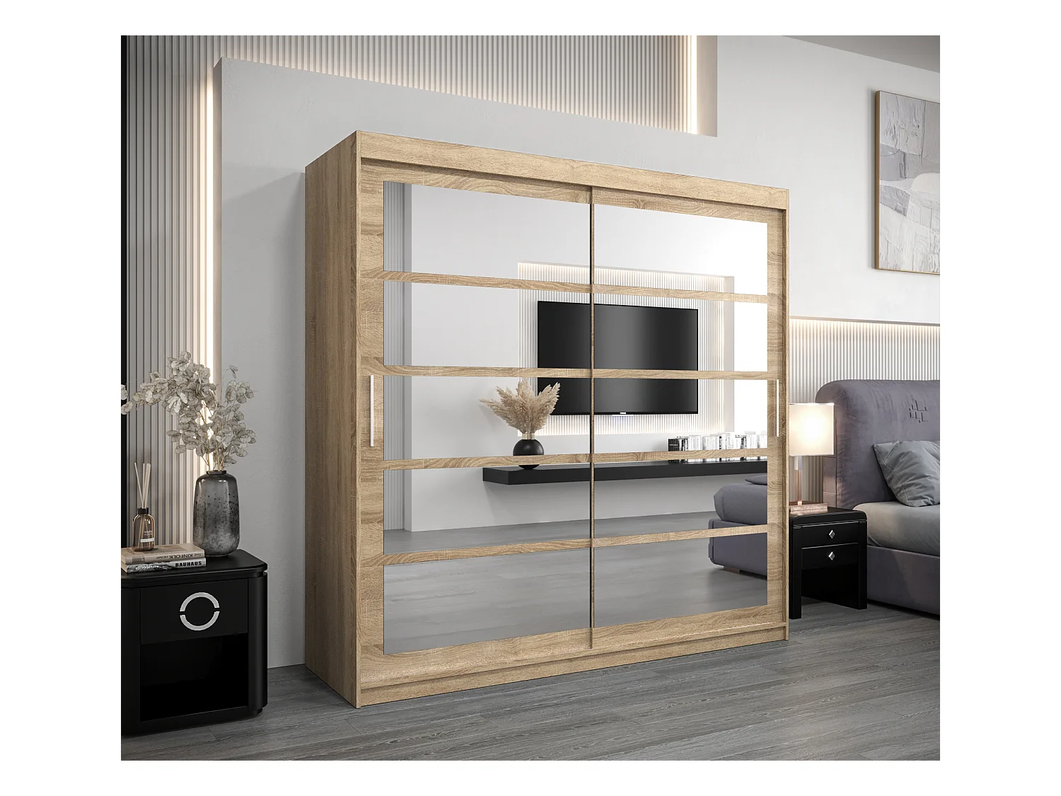 Armoire Roma 2 À Portes Coulissantes 200/200/62 2 portes (Sonoma/Sonoma)