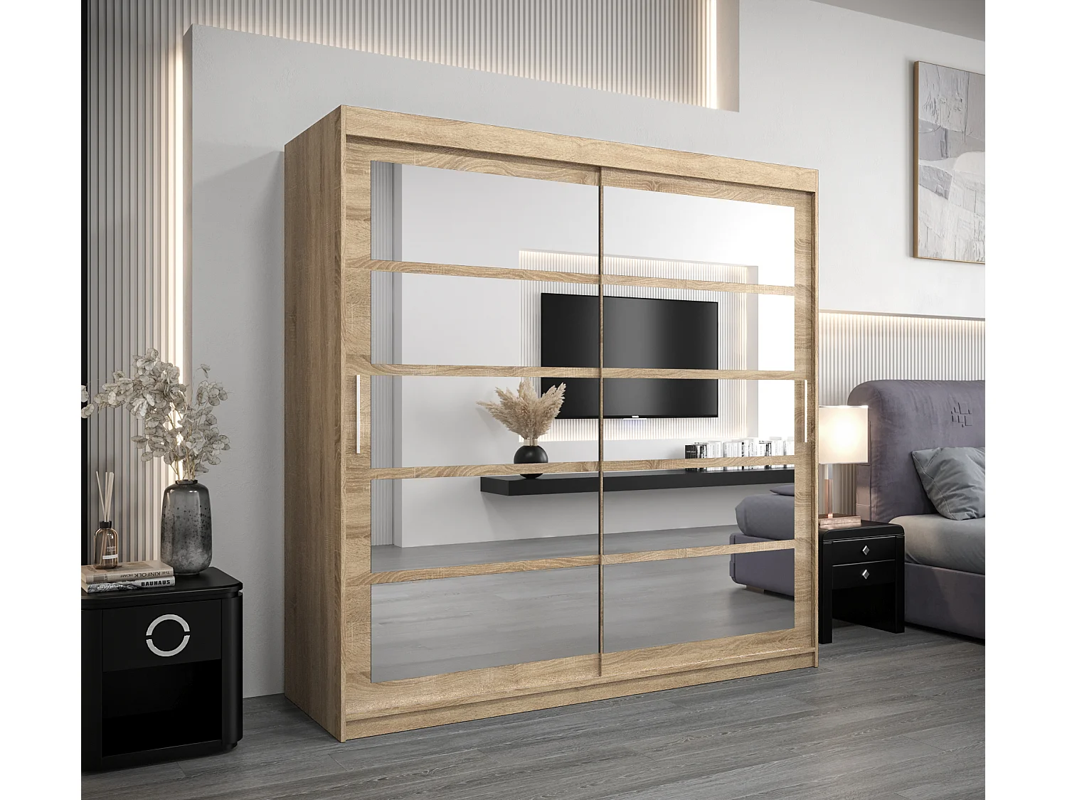 Armoire Roma 2 À Portes Coulissantes 200/200/62 2 portes (Sonoma/Sonoma)