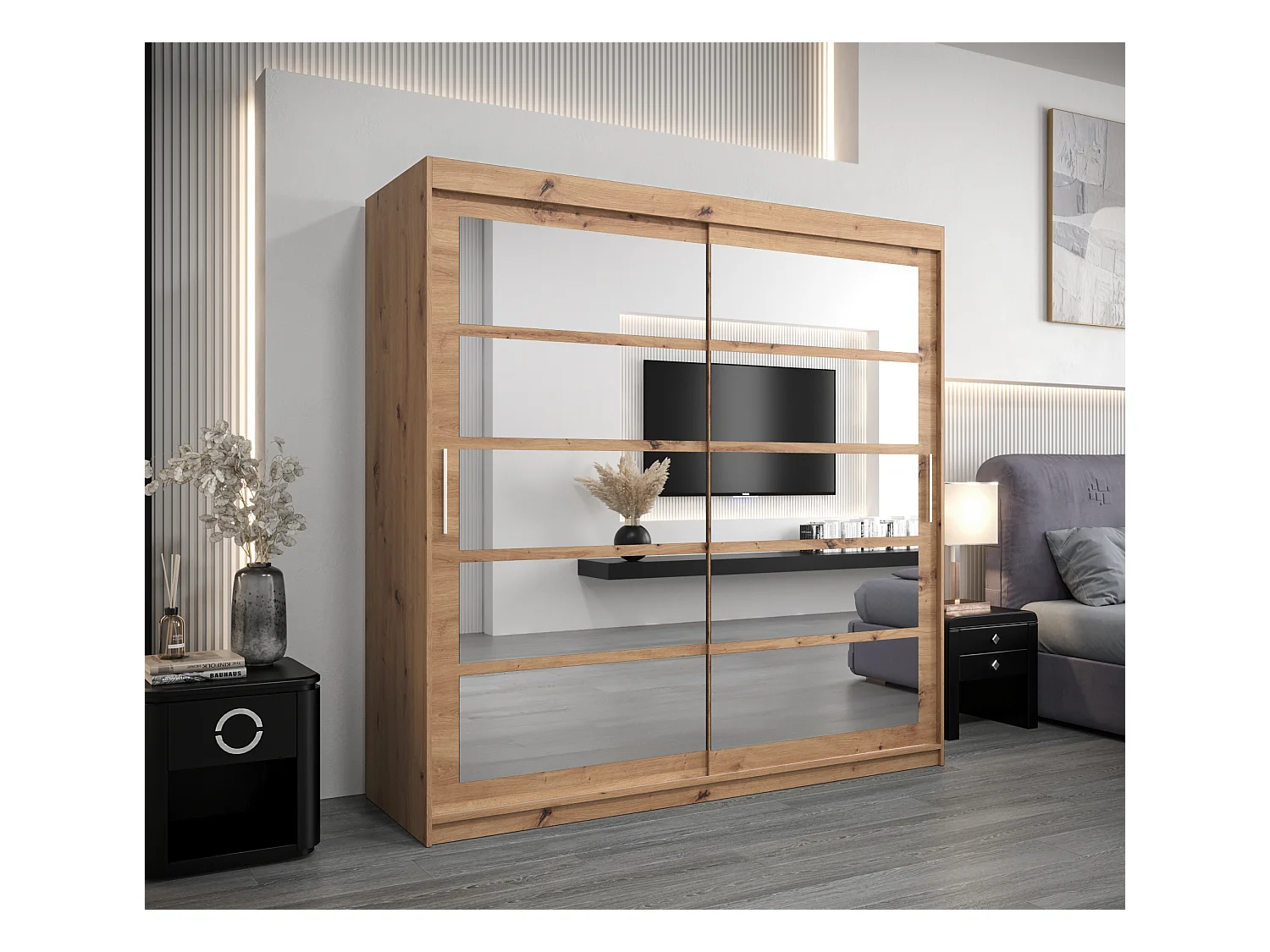 Roma 2 kledingkast met schuifdeuren 200/200/62 2 deuren (artisan/artisan)