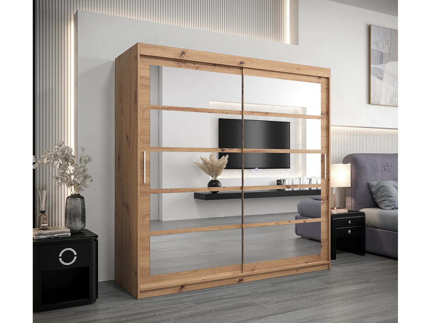 Armoire Roma 2 À Portes Coulissantes 200/200/62 2 portes (Artisan/Artisan)