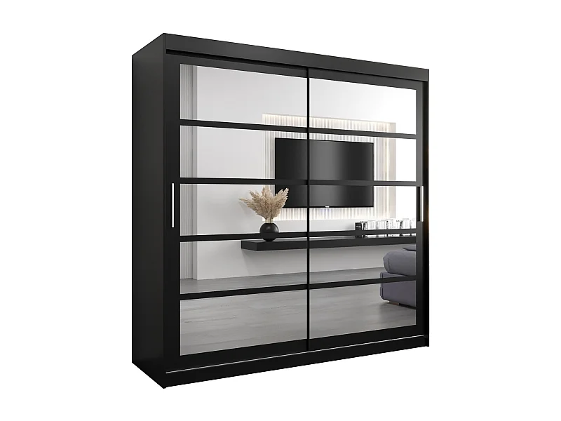 Schwebetürenschrank Roma 200/200/62 2-Türig (Schwarz)