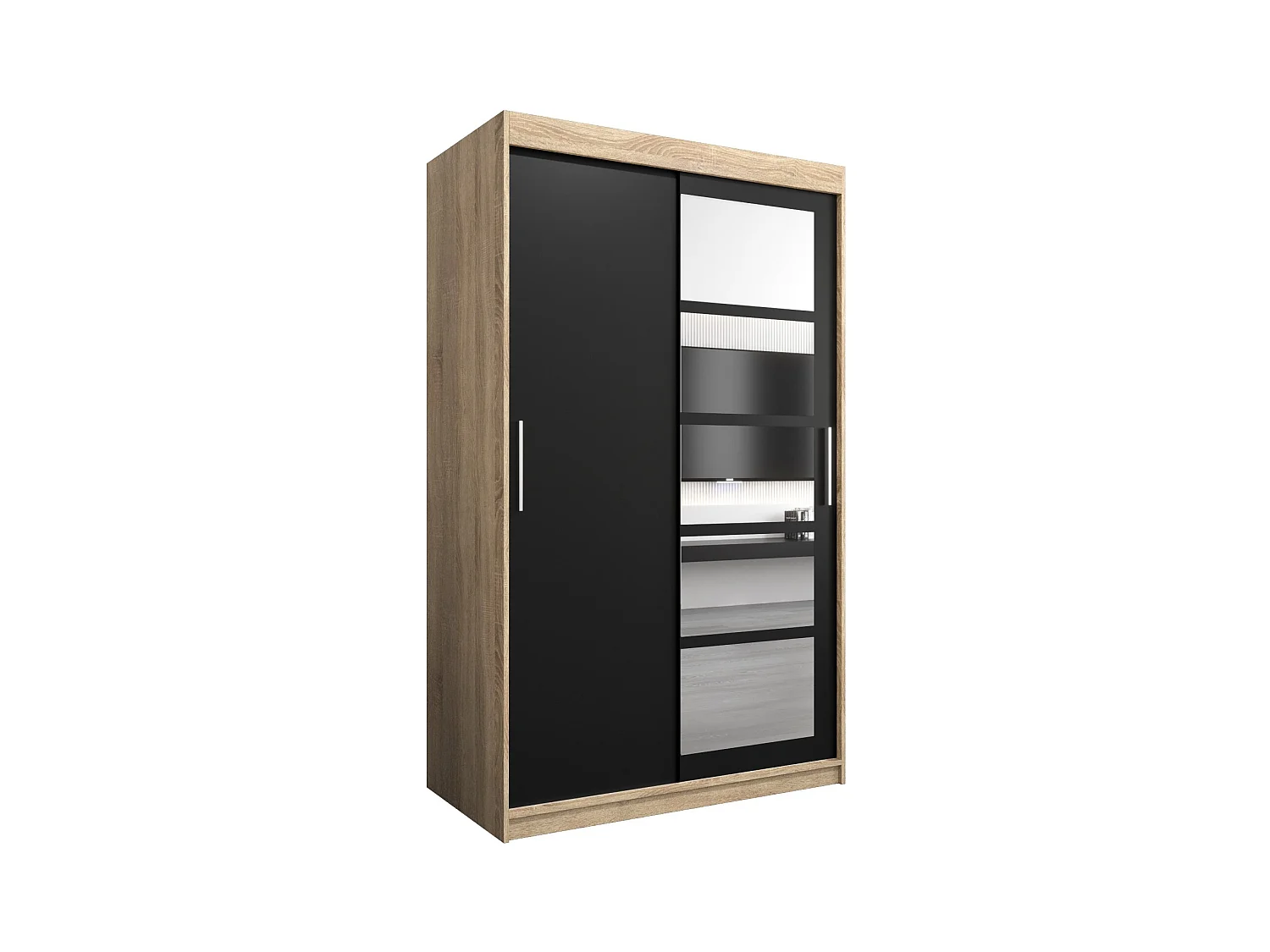 Armoire Roma 1 À Portes Coulissantes 200/120/62 2 portes (Sonoma/Noir)