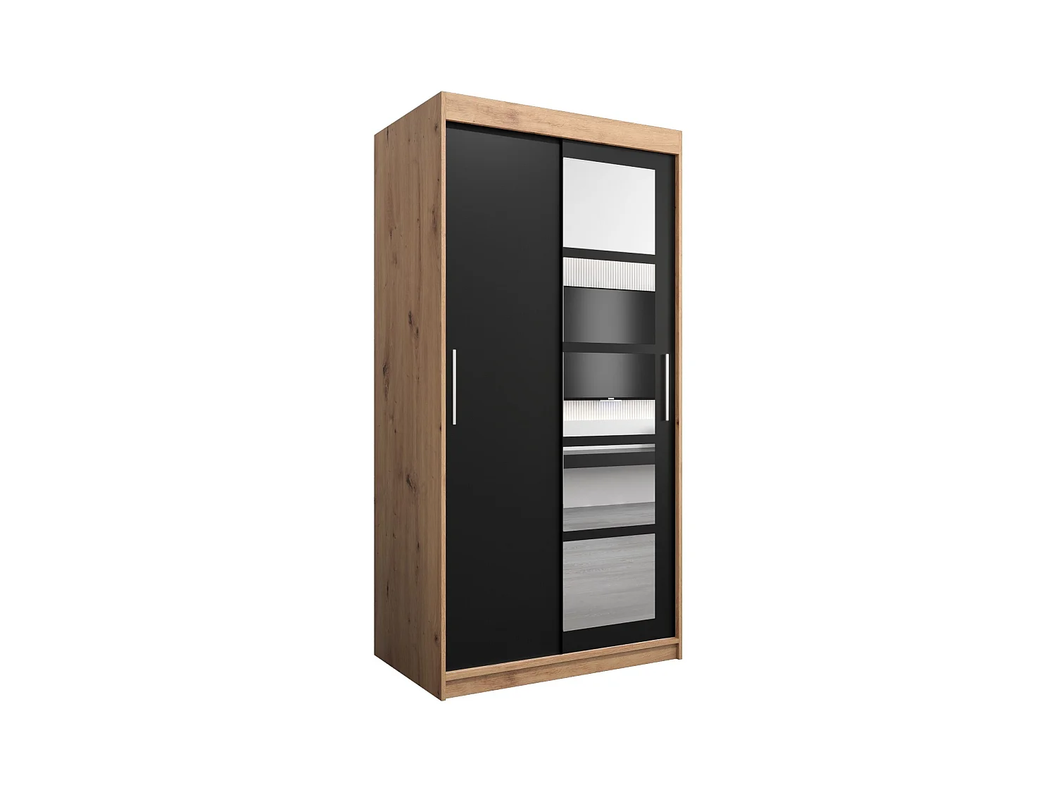 Armoire Roma 1 À Portes Coulissantes 200/100/62 2 portes (Artisan/Noir)