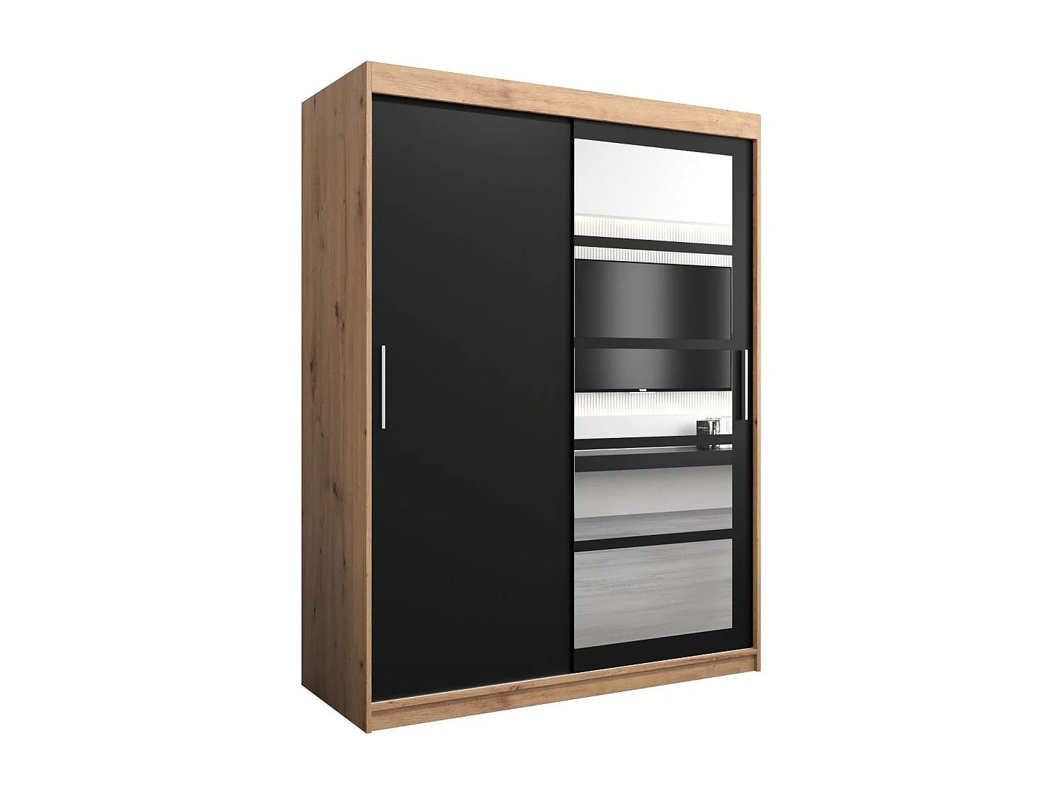 Roma 1 kledingkast met schuifdeuren 200/150/62 2 deuren (artisan/zwart)