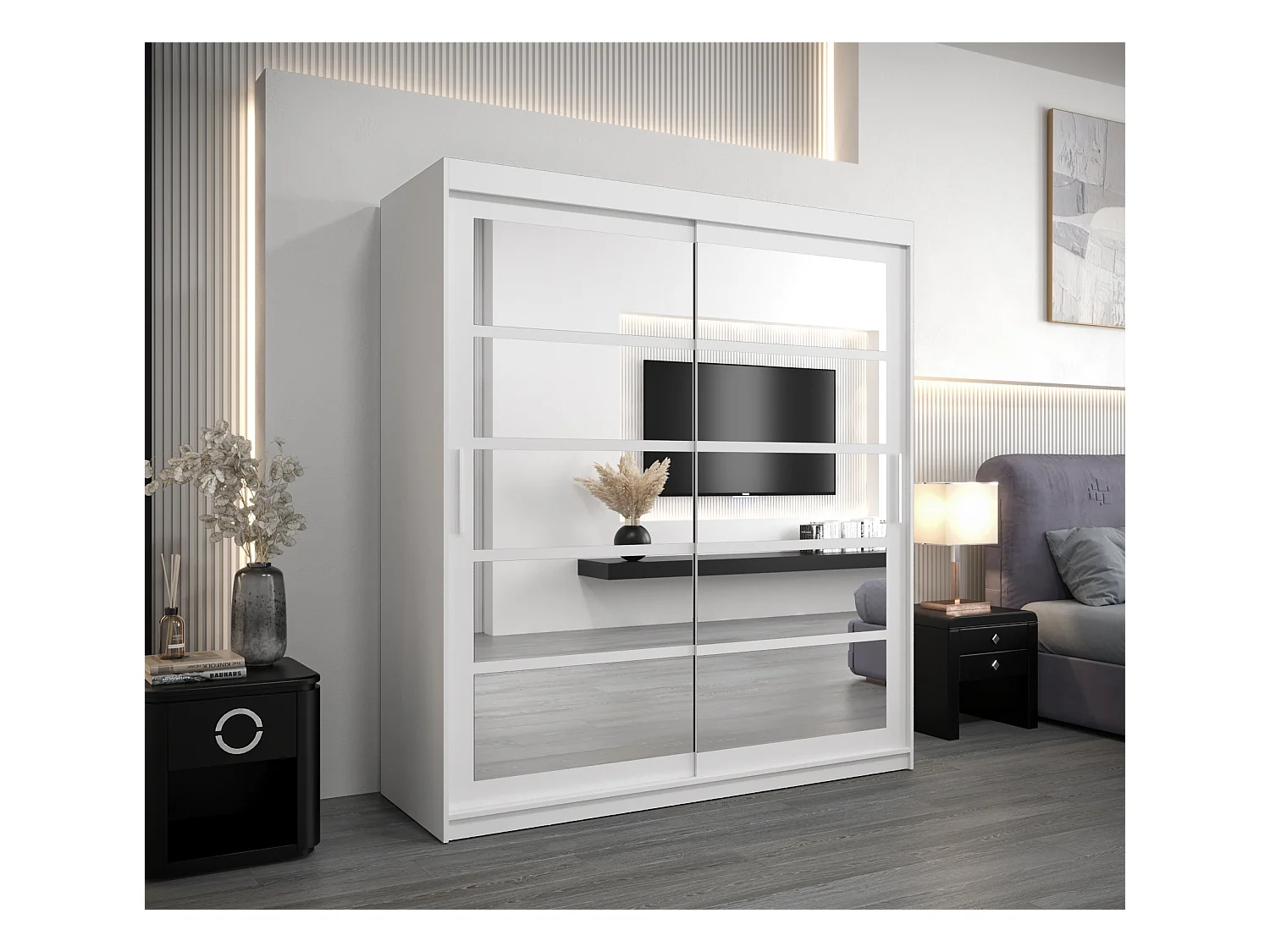 Armario Roma 2 de puertas correderas 200/180/62 2 puertas (blanco/blanco)