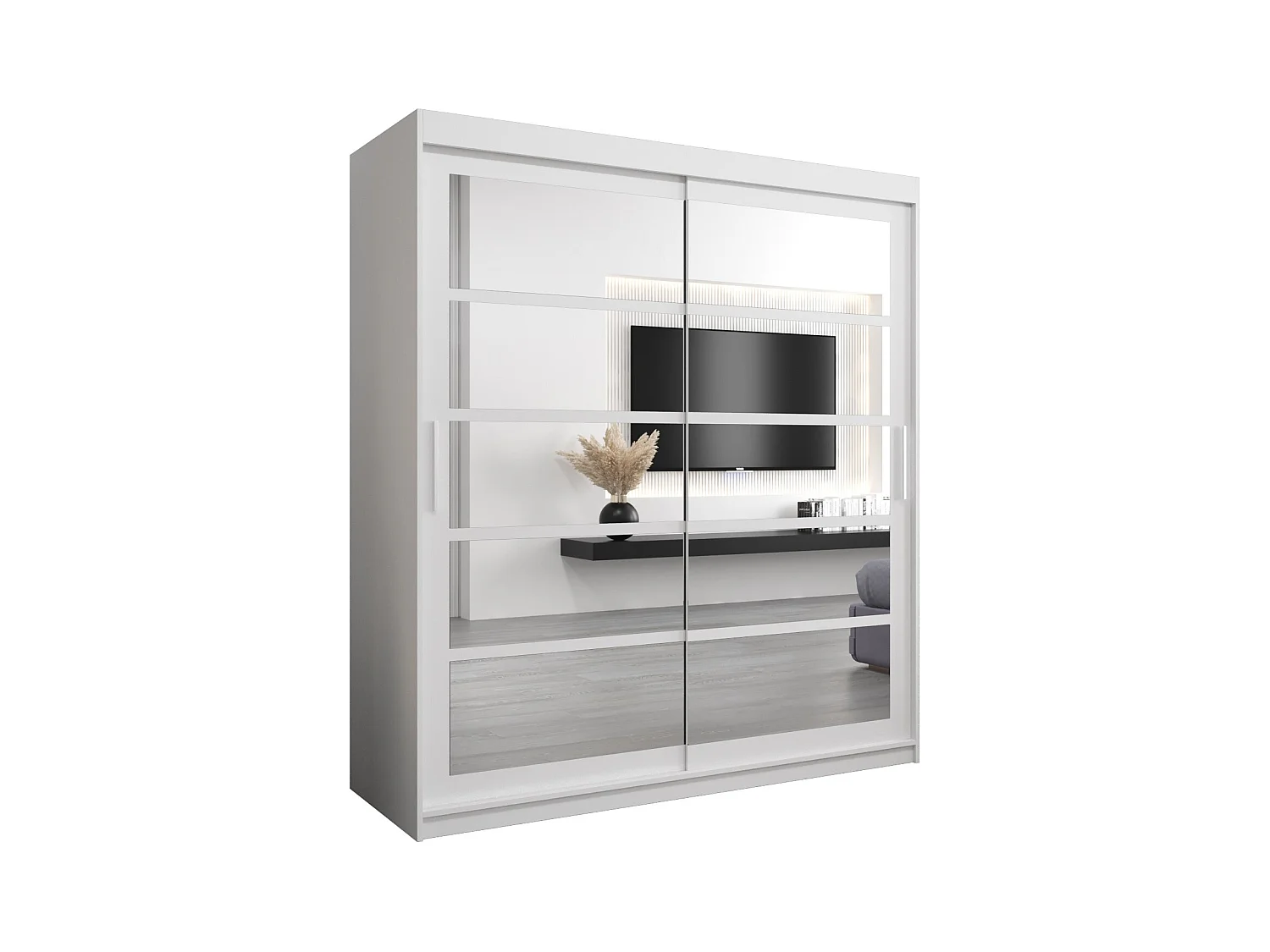 Armoire Roma 2 À Portes Coulissantes 200/180/62 2 portes (Blanc/Blanc)