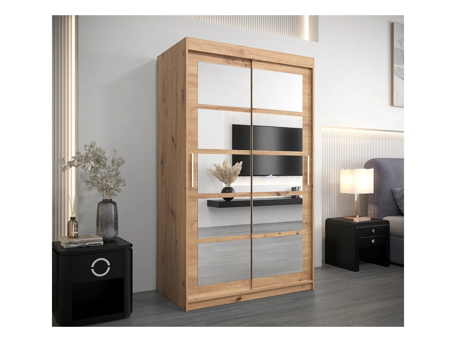 Roma 2 kledingkast met schuifdeuren 200/120/62 2 deuren (artisan/artisan)