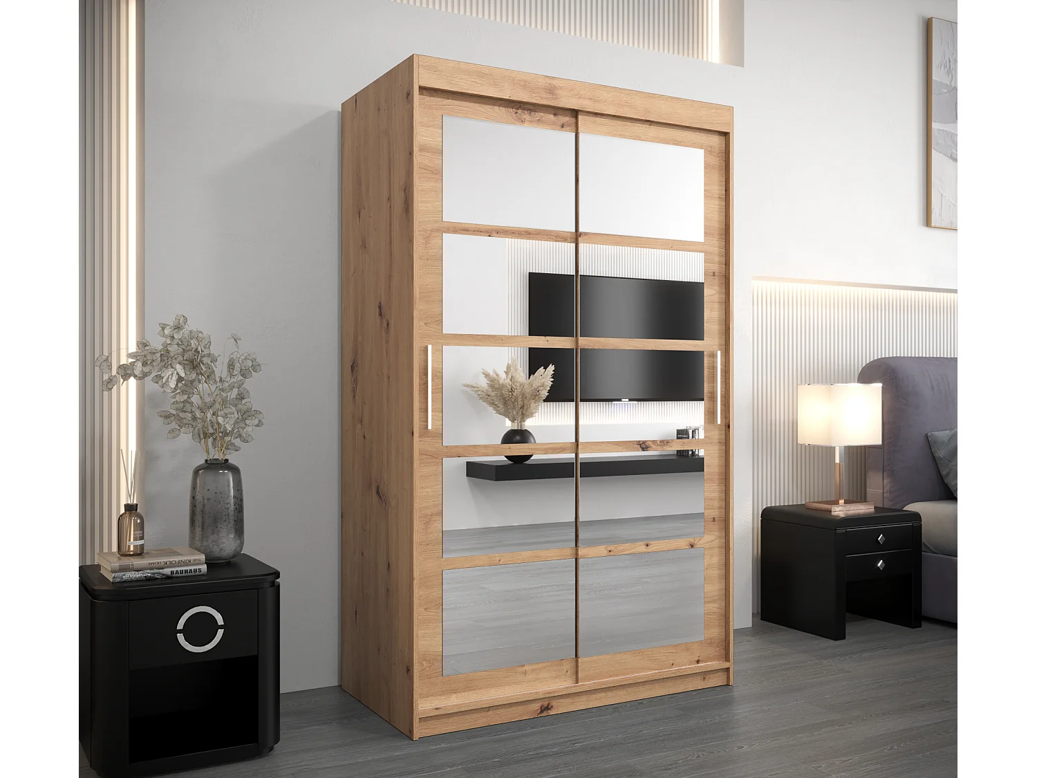 Armoire Roma 2 À Portes Coulissantes 200/120/62 2 portes (Artisan/Artisan)