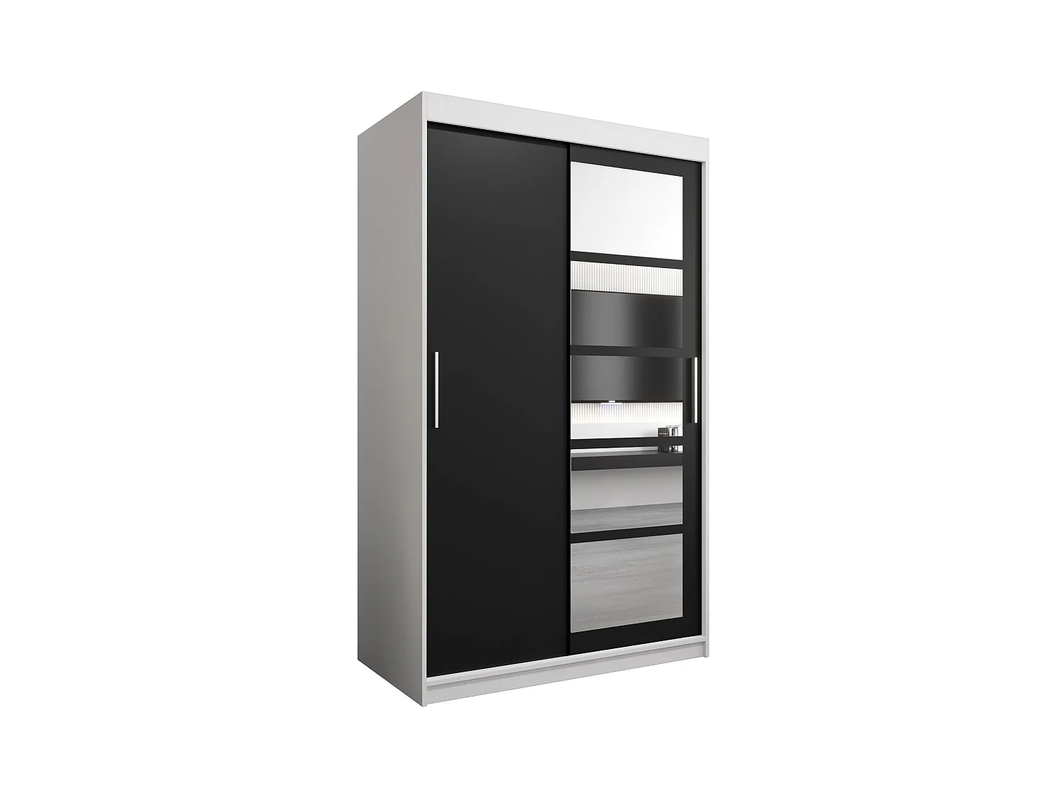 Armoire Roma 1 À Portes Coulissantes 200/120/62 2 portes (Blanc/Noir)