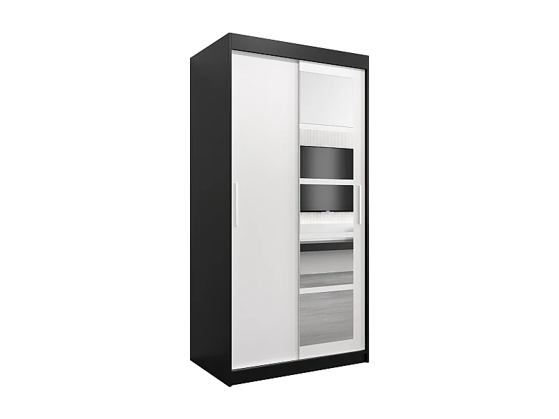 Schwebetürenschrank Roma 200/100/62 2-Türig (Schwarz/Weiß)