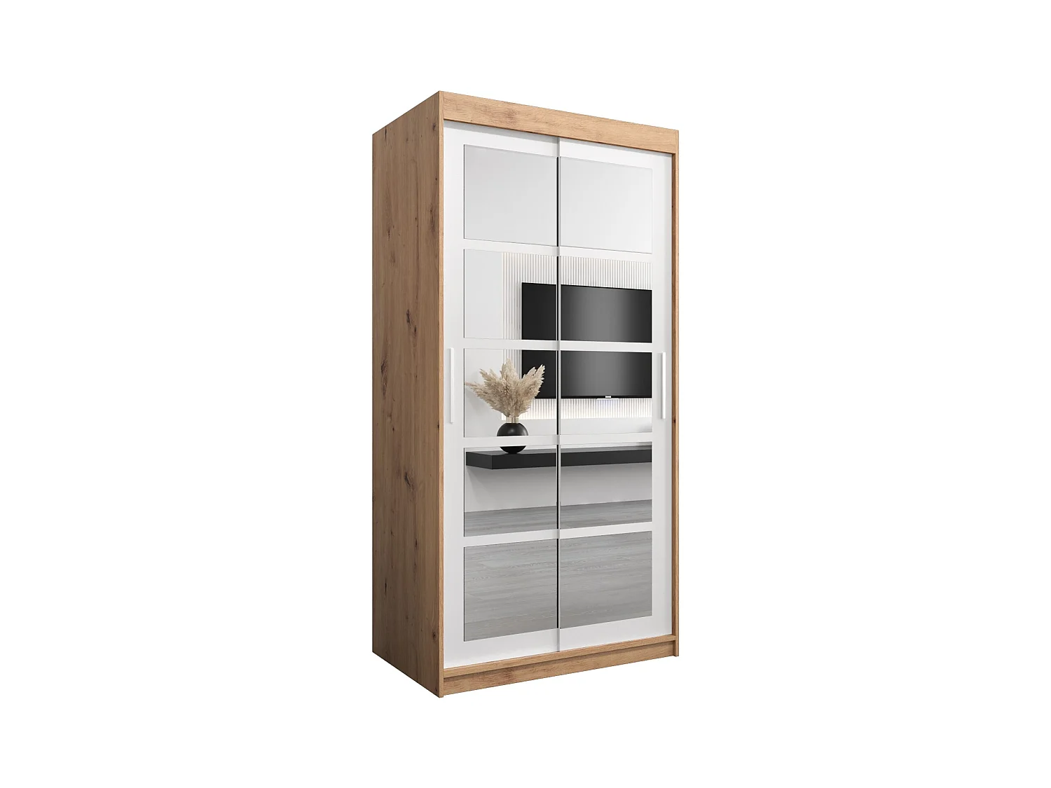 Armoire Roma 2 À Portes Coulissantes 200/100/62 2 portes (Artisan/Blanc)