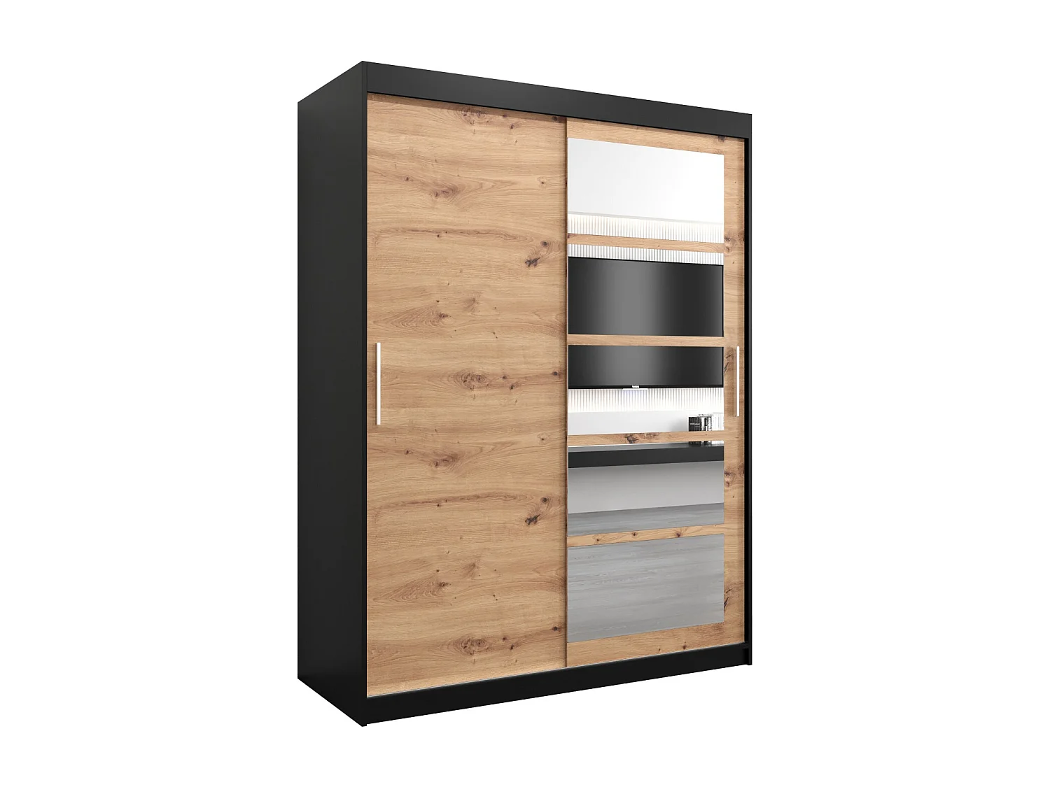 Armario Roma 1 de puertas correderas 200/150/62 2 puertas (negro/artisan)