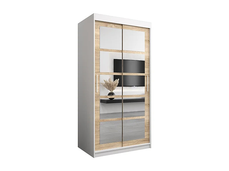 Armoire Roma 2 À Portes Coulissantes 200/100/62 2 portes (Blanc/Sonoma)