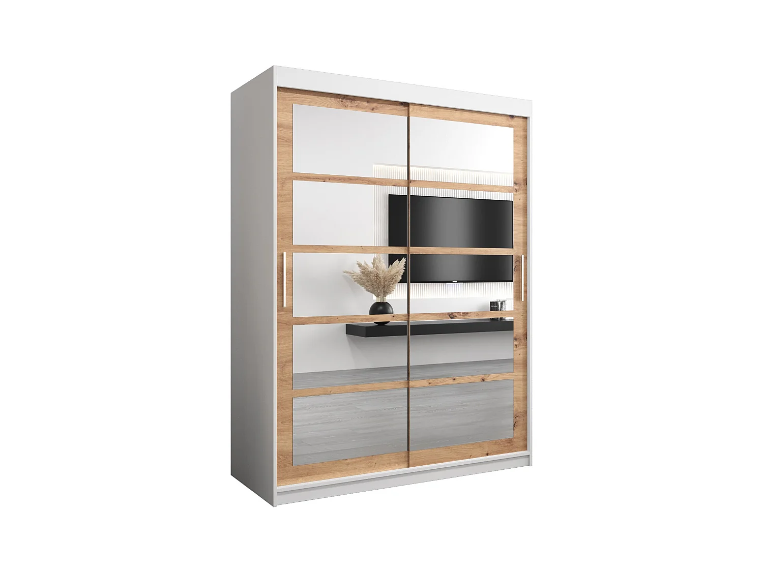 Armoire Roma 2 À Portes Coulissantes 200/150/62 2 portes (Blanc/Artisan)