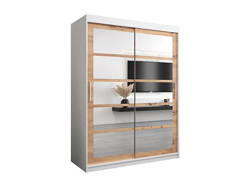 Roma 2 kledingkast met schuifdeuren 200/150/62 2 deuren (wit/artisan)