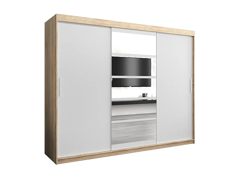 Armadio Roma 1 ad ante scorrevoli 200/250/62 3 porte (sonoma/bianco)