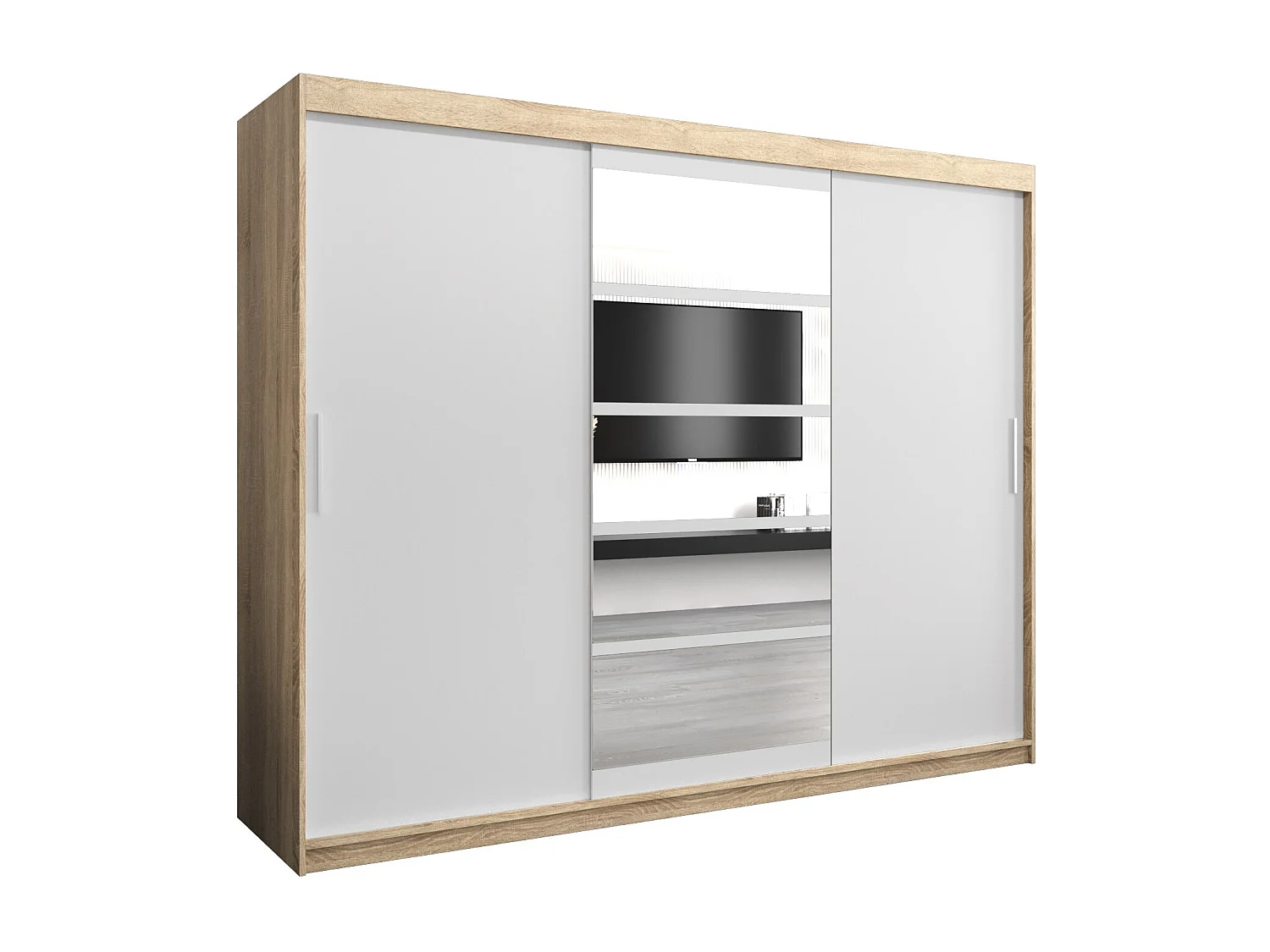 Armadio Roma 1 ad ante scorrevoli 200/250/62 3 porte (sonoma/bianco)