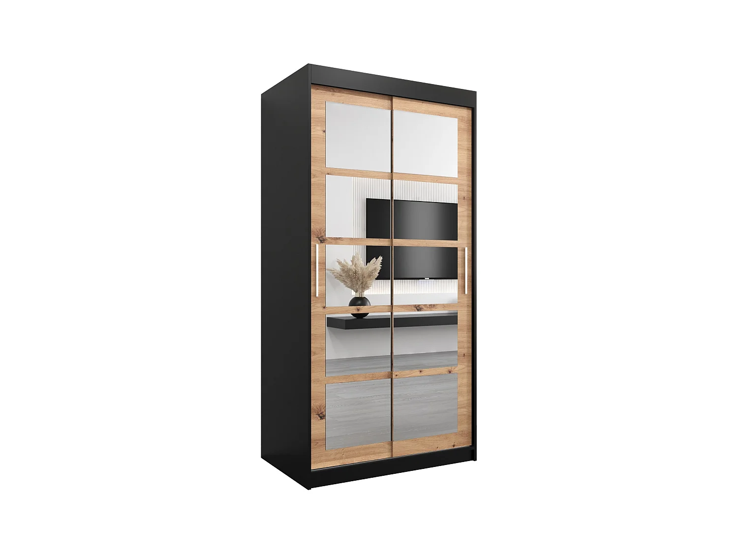 Armoire Roma 2 À Portes Coulissantes 200/100/62 2 portes (Noir/Artisan)
