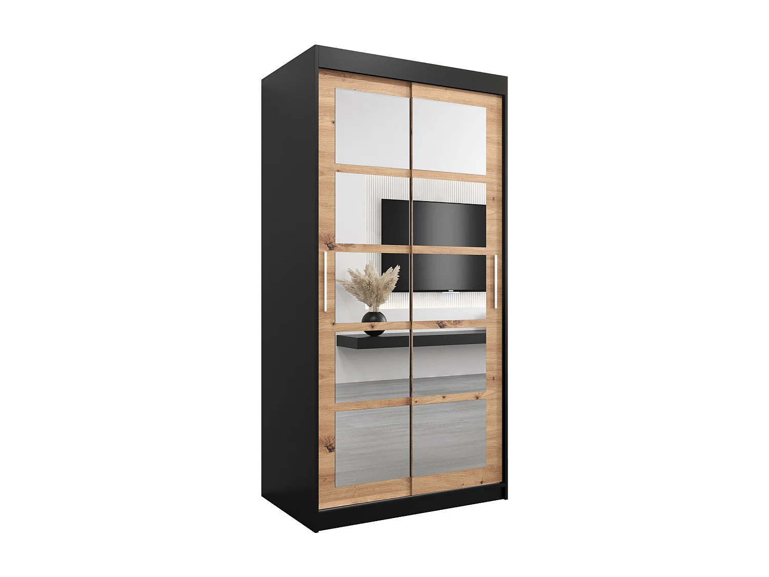 Armoire Roma 2 À Portes Coulissantes 200/100/62 2 portes (Noir/Artisan)