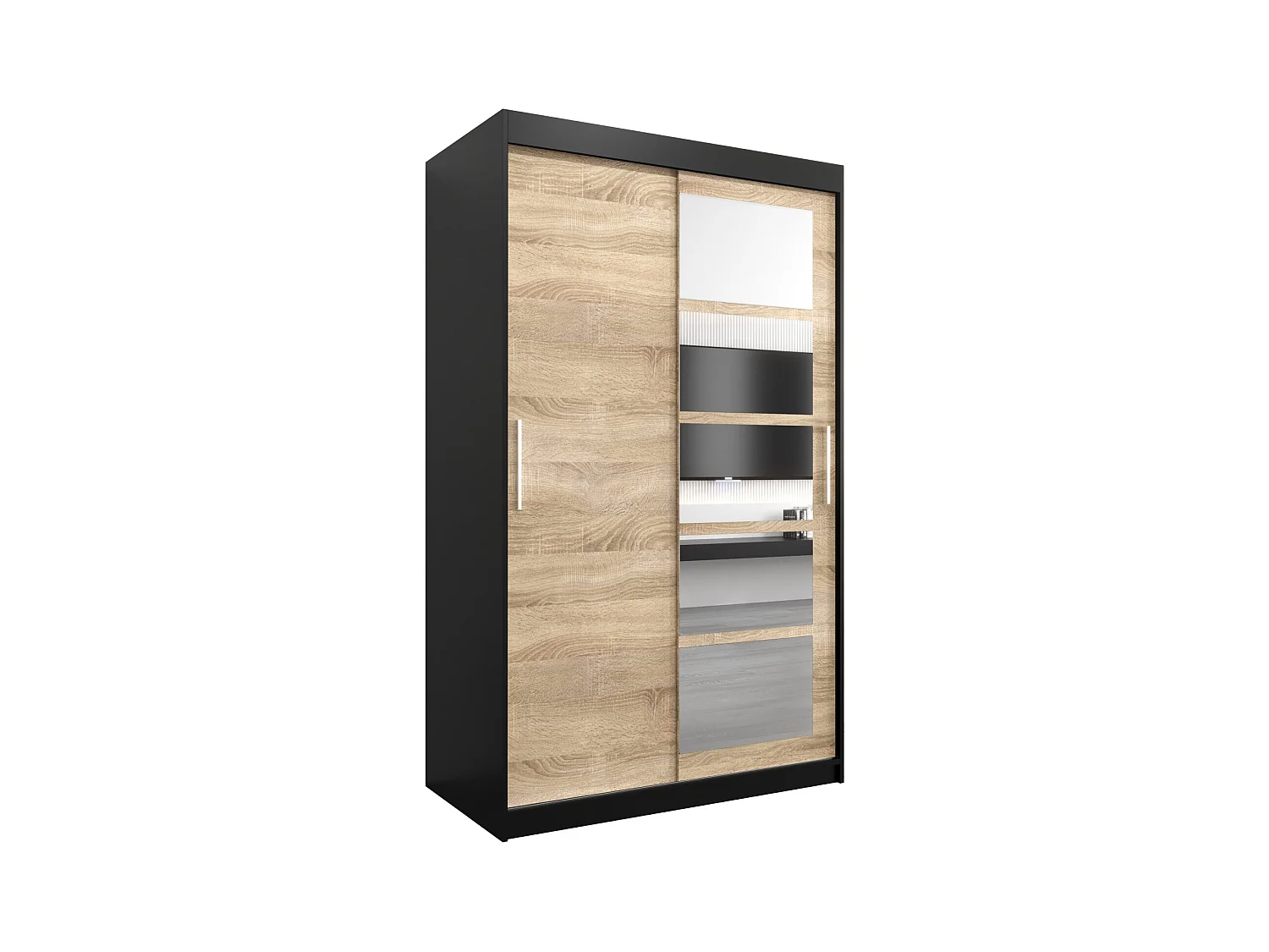 Armoire Roma 1 À Portes Coulissantes 200/120/62 2 portes (Noir/Sonoma)
