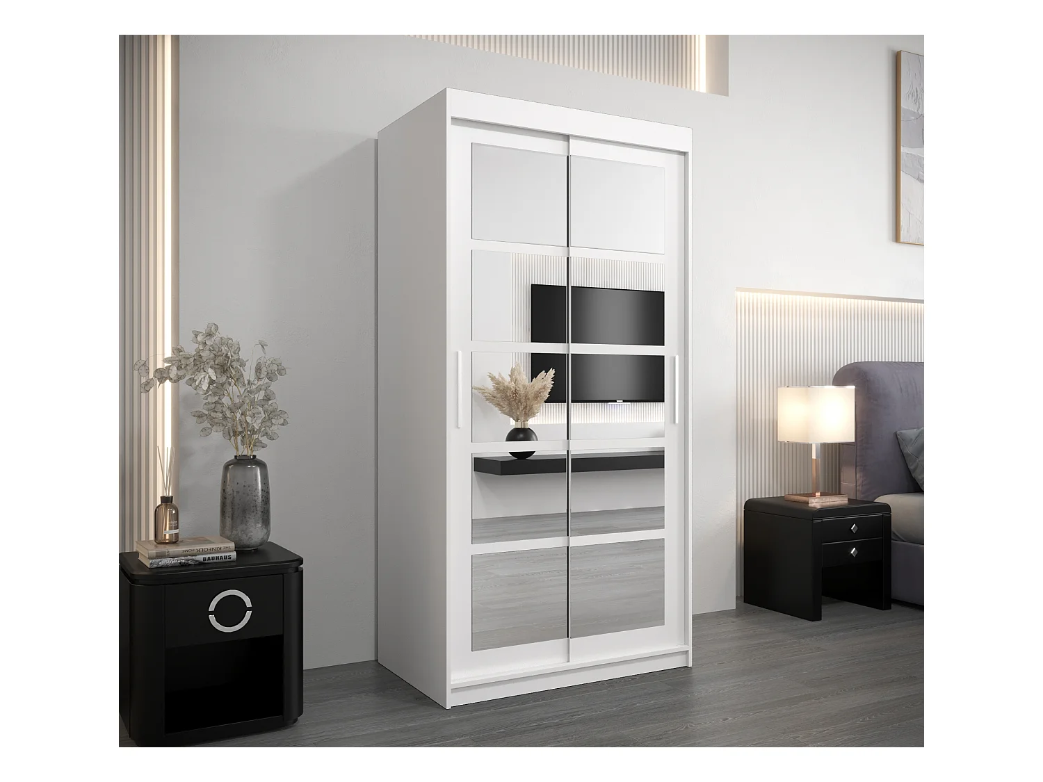 Armoire Roma 2 À Portes Coulissantes 200/100/62 2 portes (Blanc/Blanc)