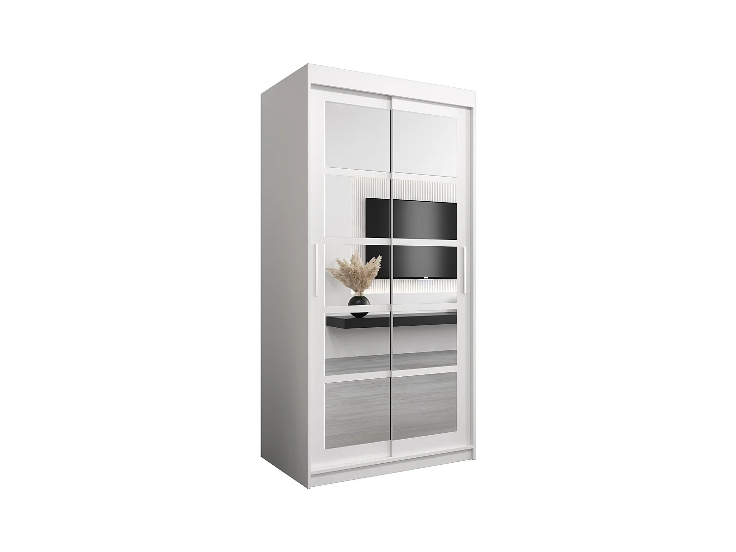 Armoire Roma 2 À Portes Coulissantes 200/100/62 2 portes (Blanc/Blanc)