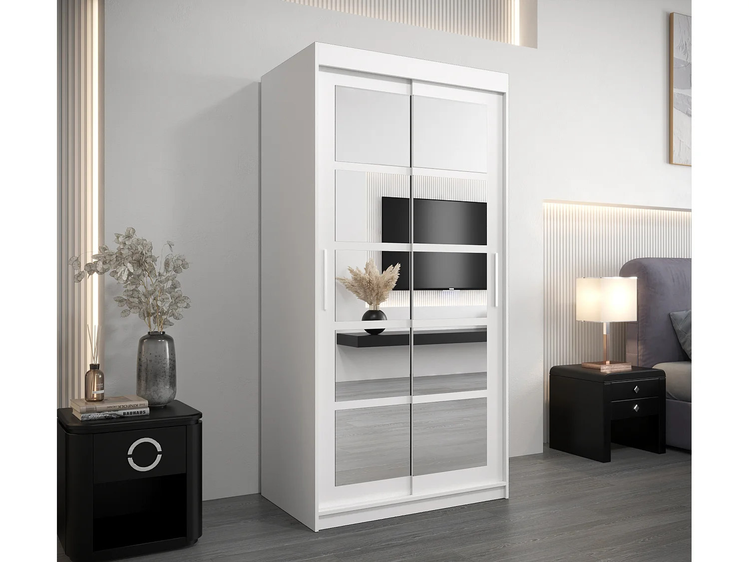 Armoire Roma 2 À Portes Coulissantes 200/100/62 2 portes (Blanc/Blanc)