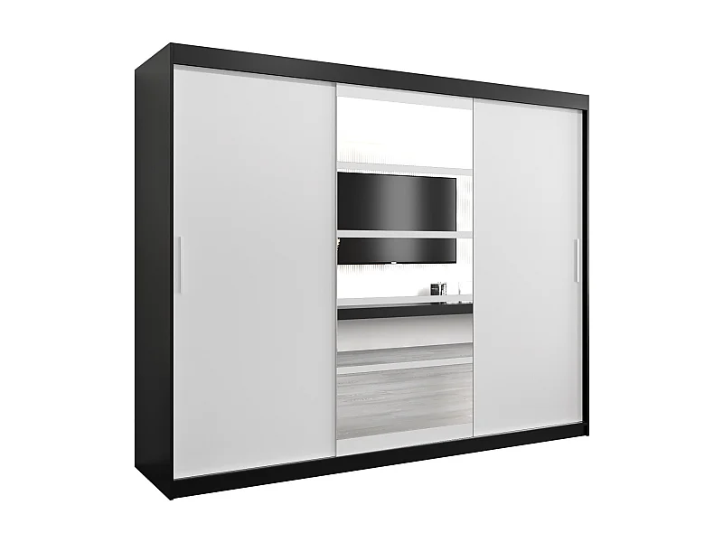 Schwebetürenschrank Roma 200/250/62 2-Türig (Schwarz/Weiß)