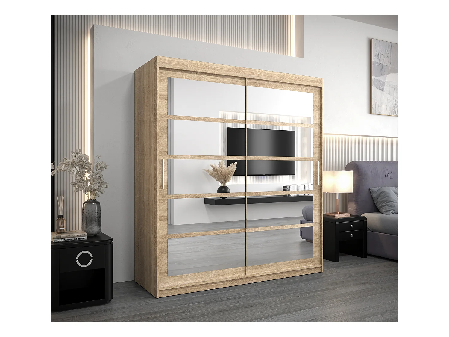 Armadio Roma 2 ad ante scorrevoli 200/180/62 2 porte (sonoma/sonoma)