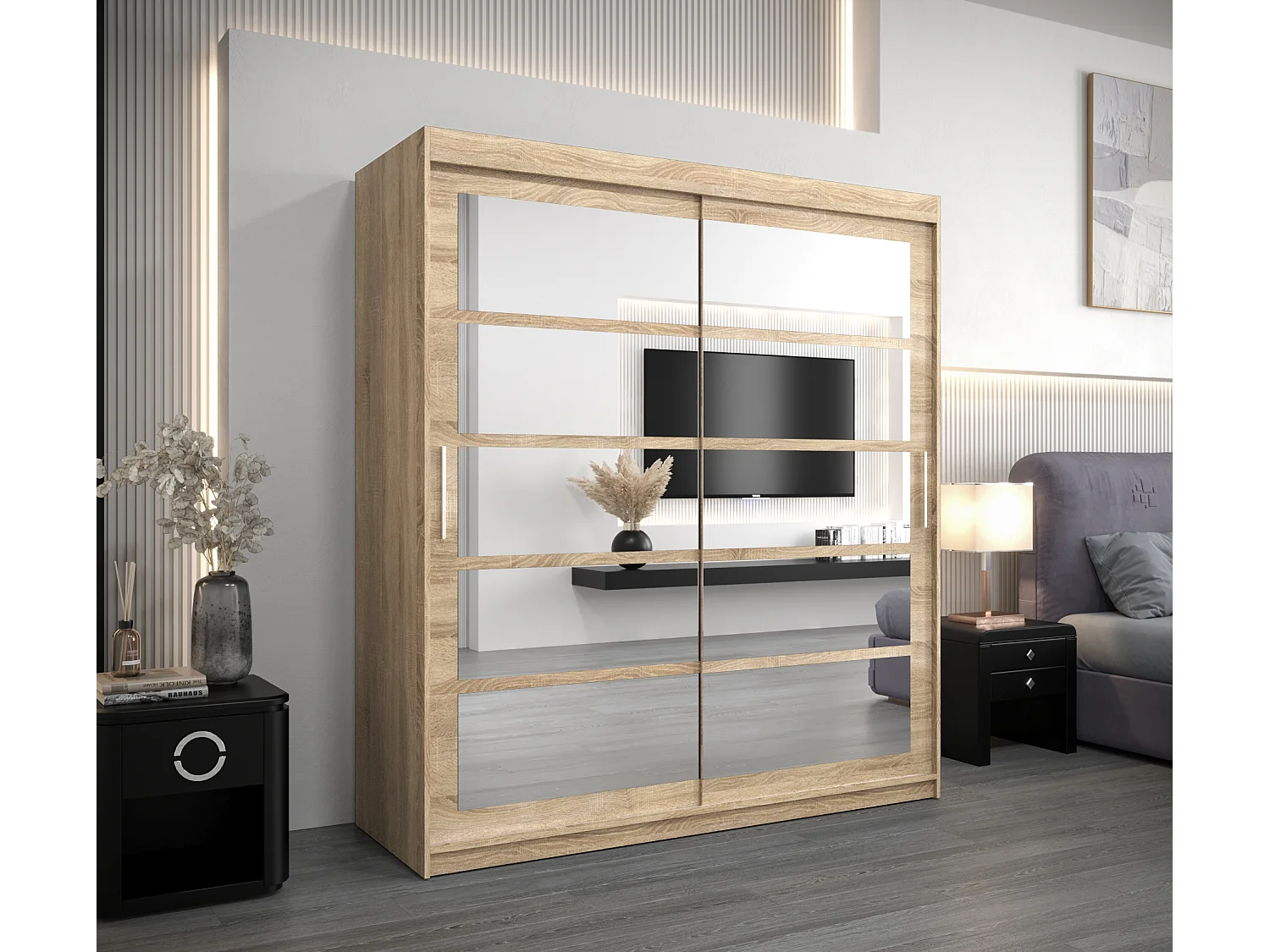 Armoire Roma 2 À Portes Coulissantes 200/180/62 2 portes (Sonoma/Sonoma)