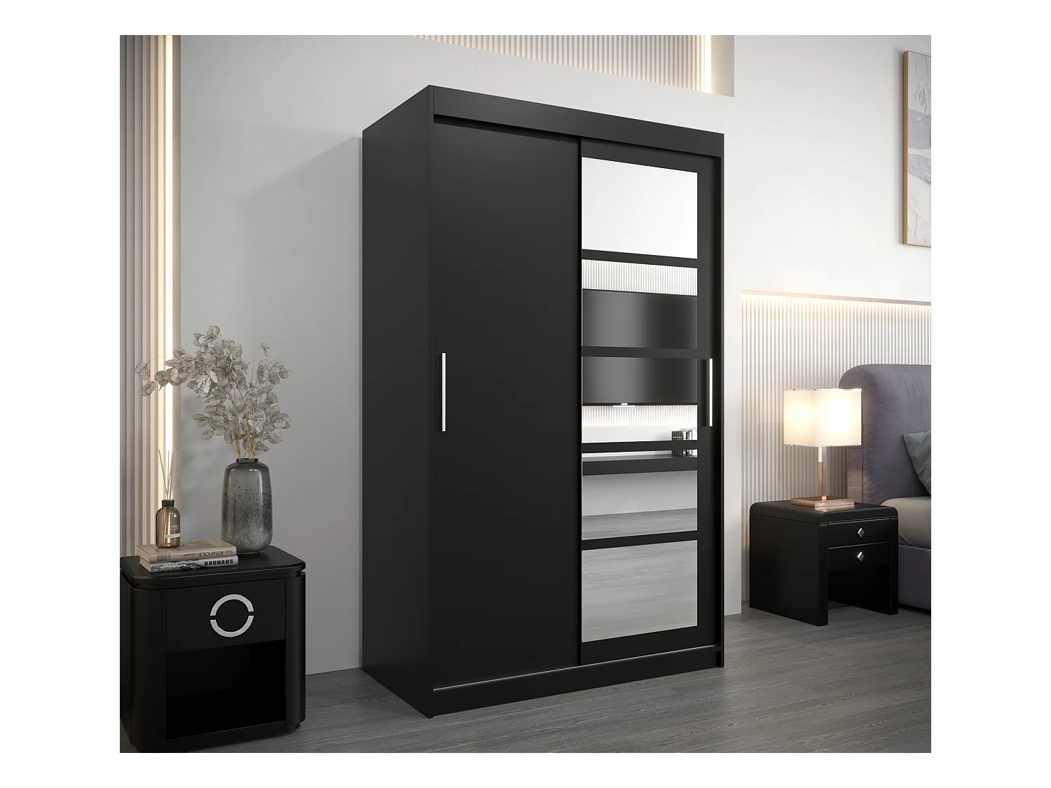Armadio Roma 1 ad ante scorrevoli 200/120/62 2 porte (nero/nero)