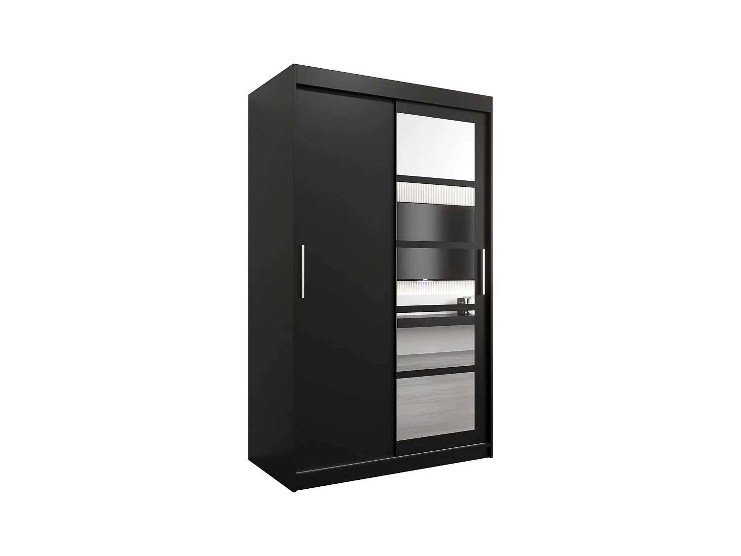 Armoire Roma 1 À Portes Coulissantes 200/120/62 2 portes (Noir/Noir)