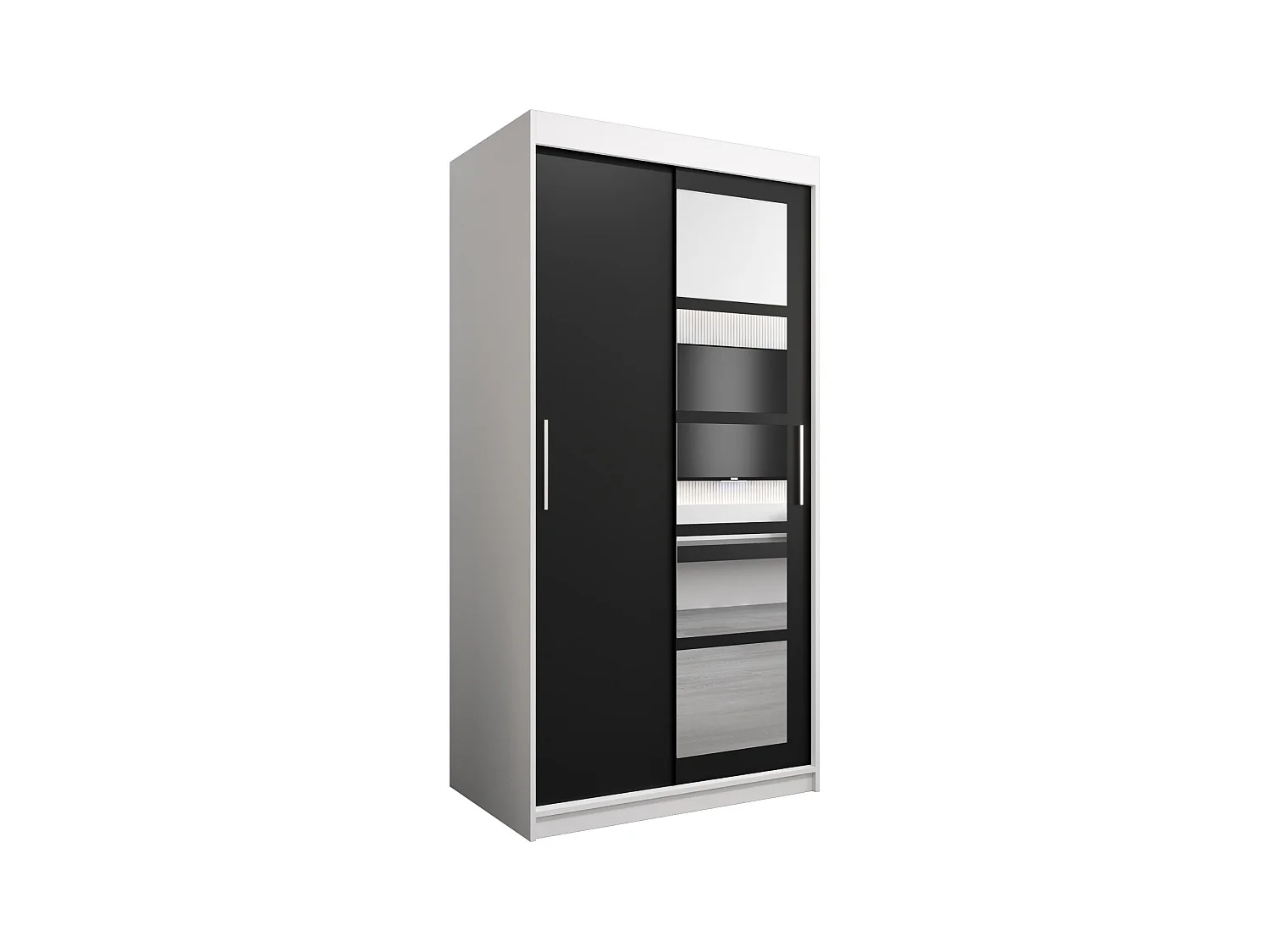 Armoire Roma 1 À Portes Coulissantes 200/100/62 2 portes (Blanc/Noir)