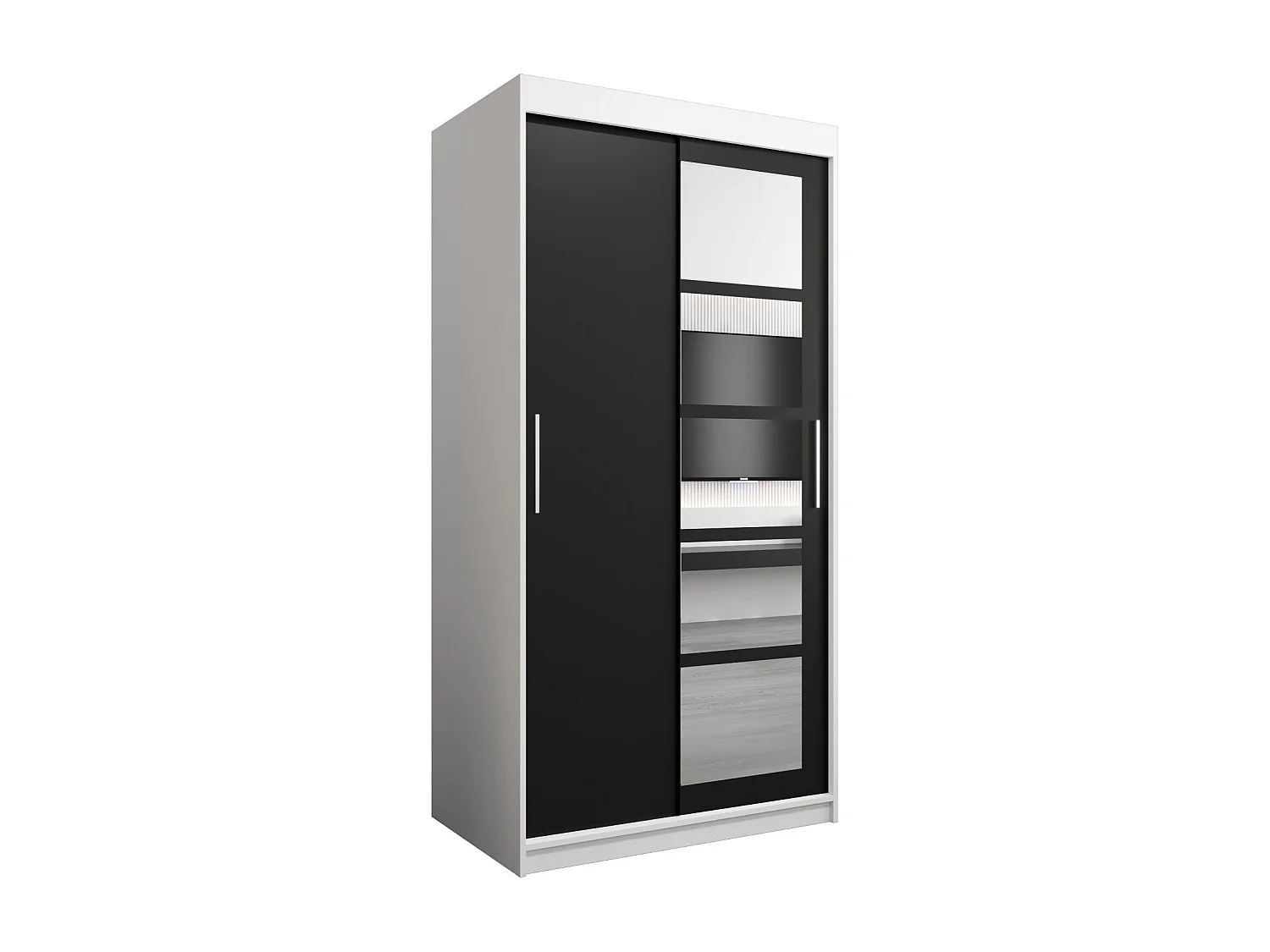 Armoire Roma 1 À Portes Coulissantes 200/100/62 2 portes (Blanc/Noir)