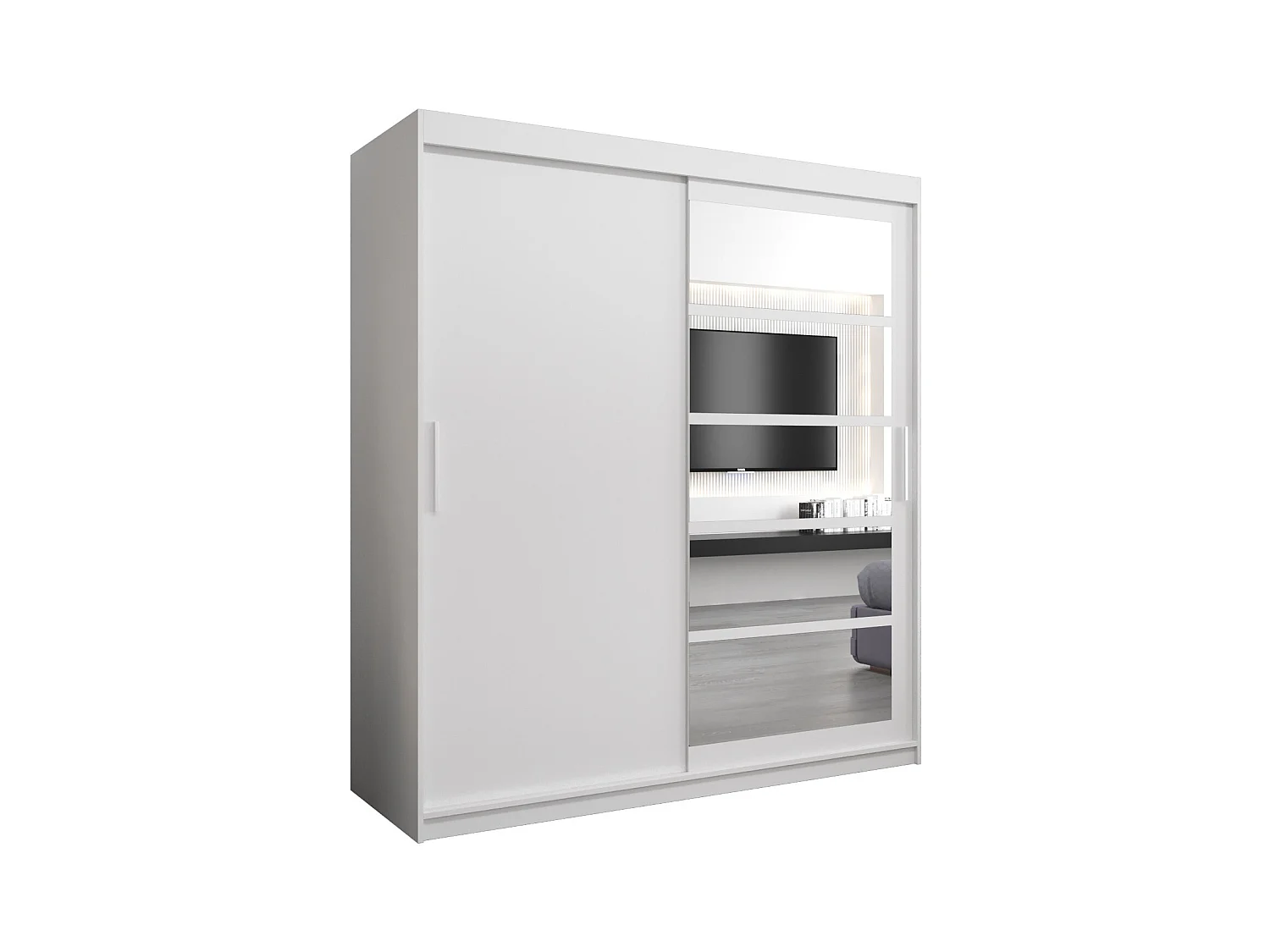 Armoire Roma 1 À Portes Coulissantes 200/180/62 2 portes (Blanc/Blanc)