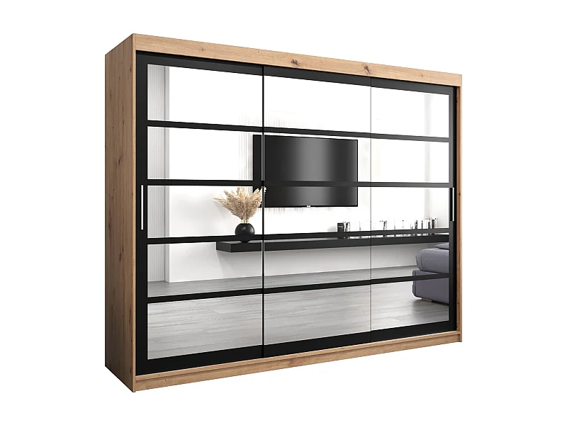 Roma 2 kledingkast met schuifdeuren 200/250/62 3 deuren (artisan/zwart)
