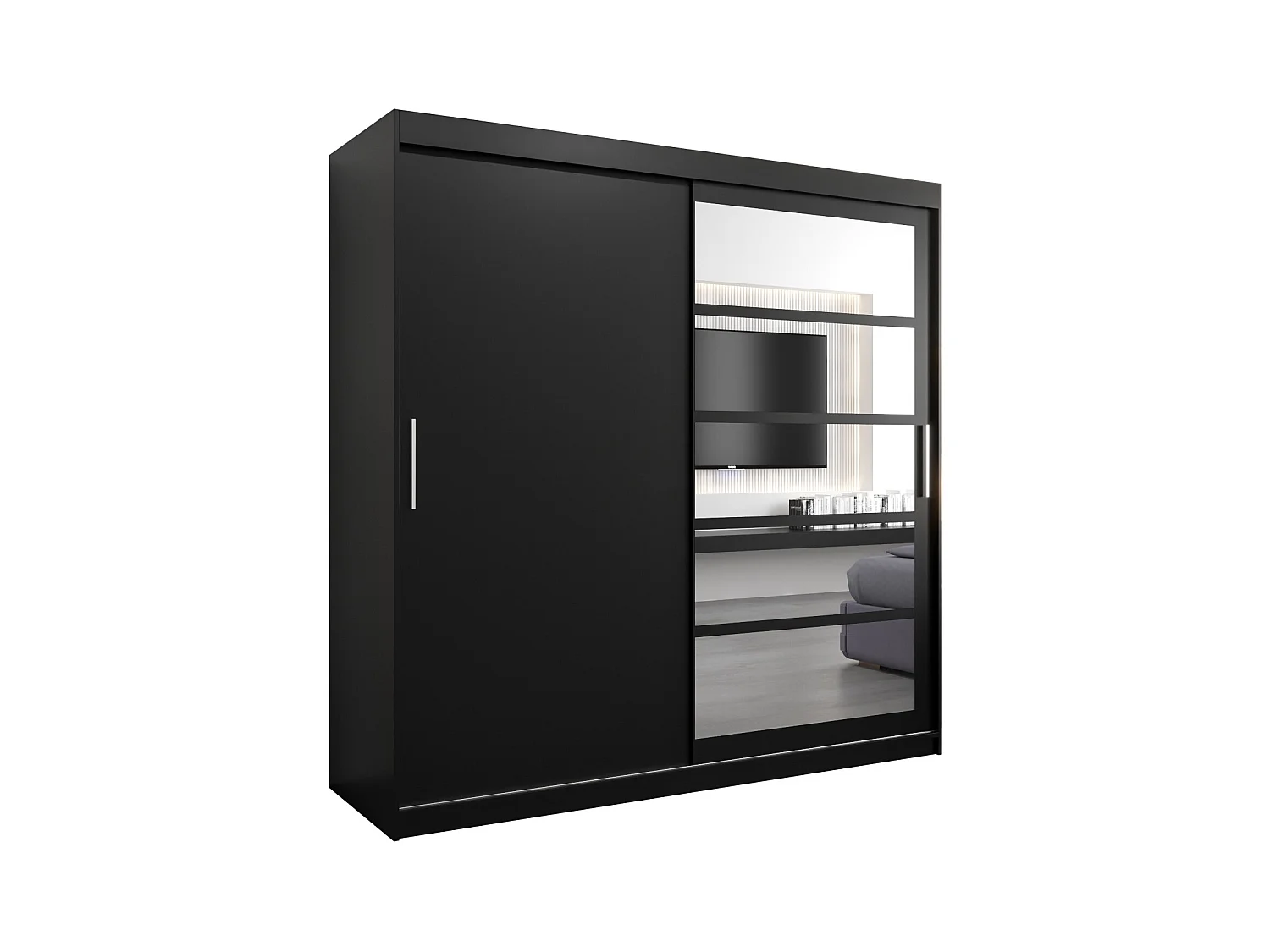 Schwebetürenschrank Roma 200/200/62 2-Türig (Schwarz)