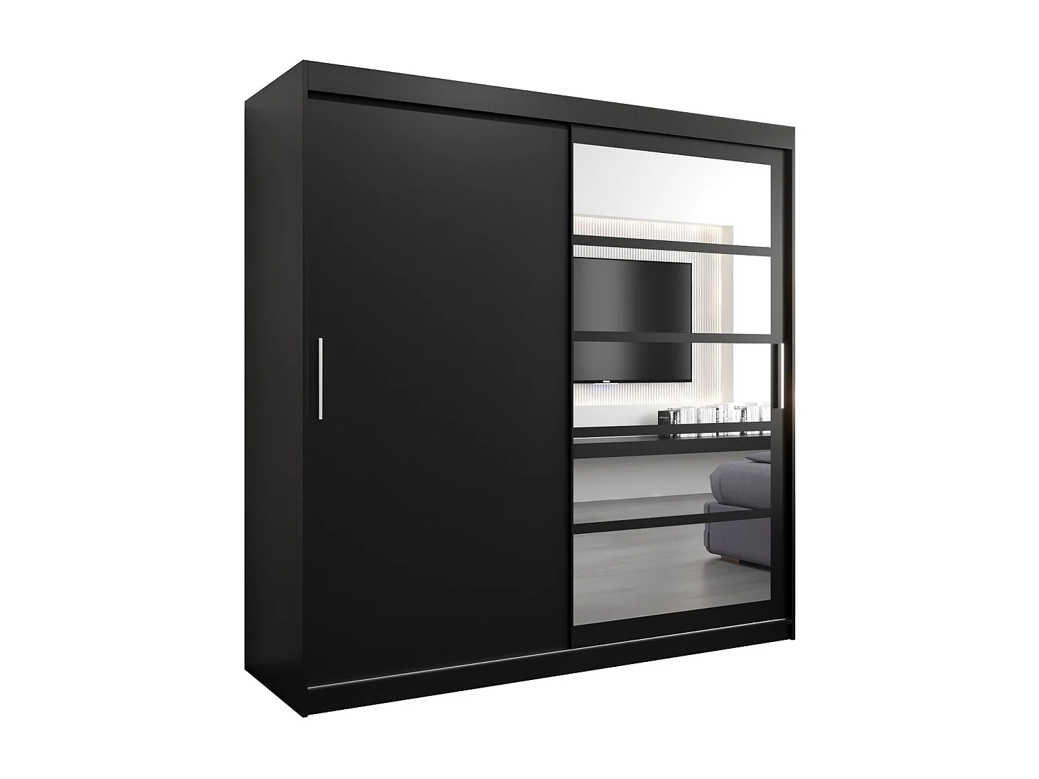 Armoire Roma 1 À Portes Coulissantes 200/200/62 2 portes (Noir/Noir)