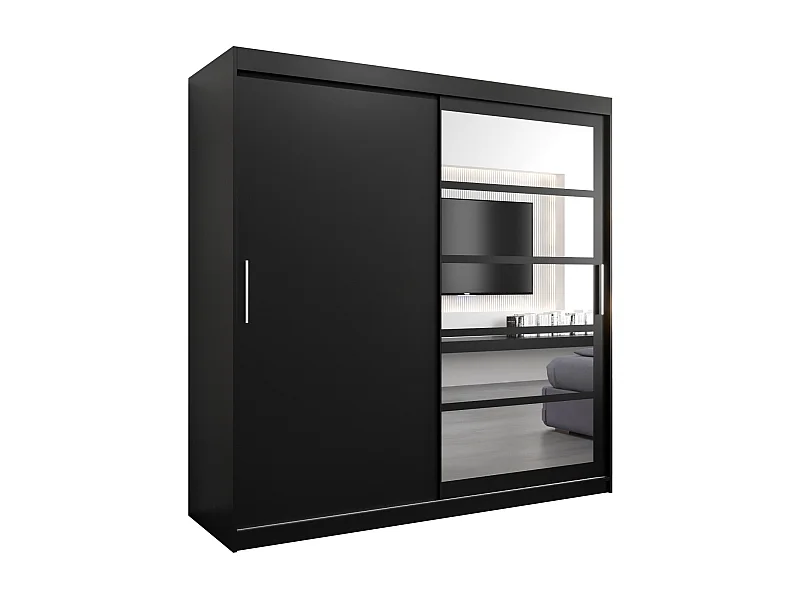 Schwebetürenschrank Roma 200/200/62 2-Türig (Schwarz)