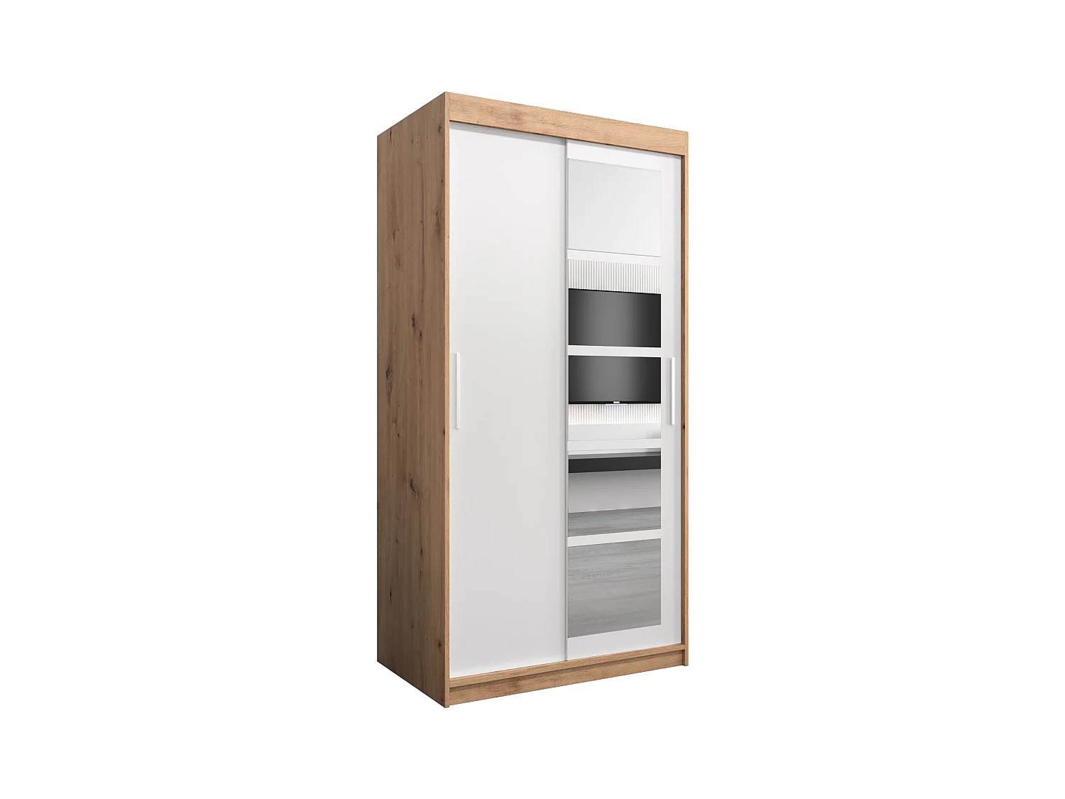 Armoire Roma 1 À Portes Coulissantes 200/100/62 2 portes (Artisan/Blanc)