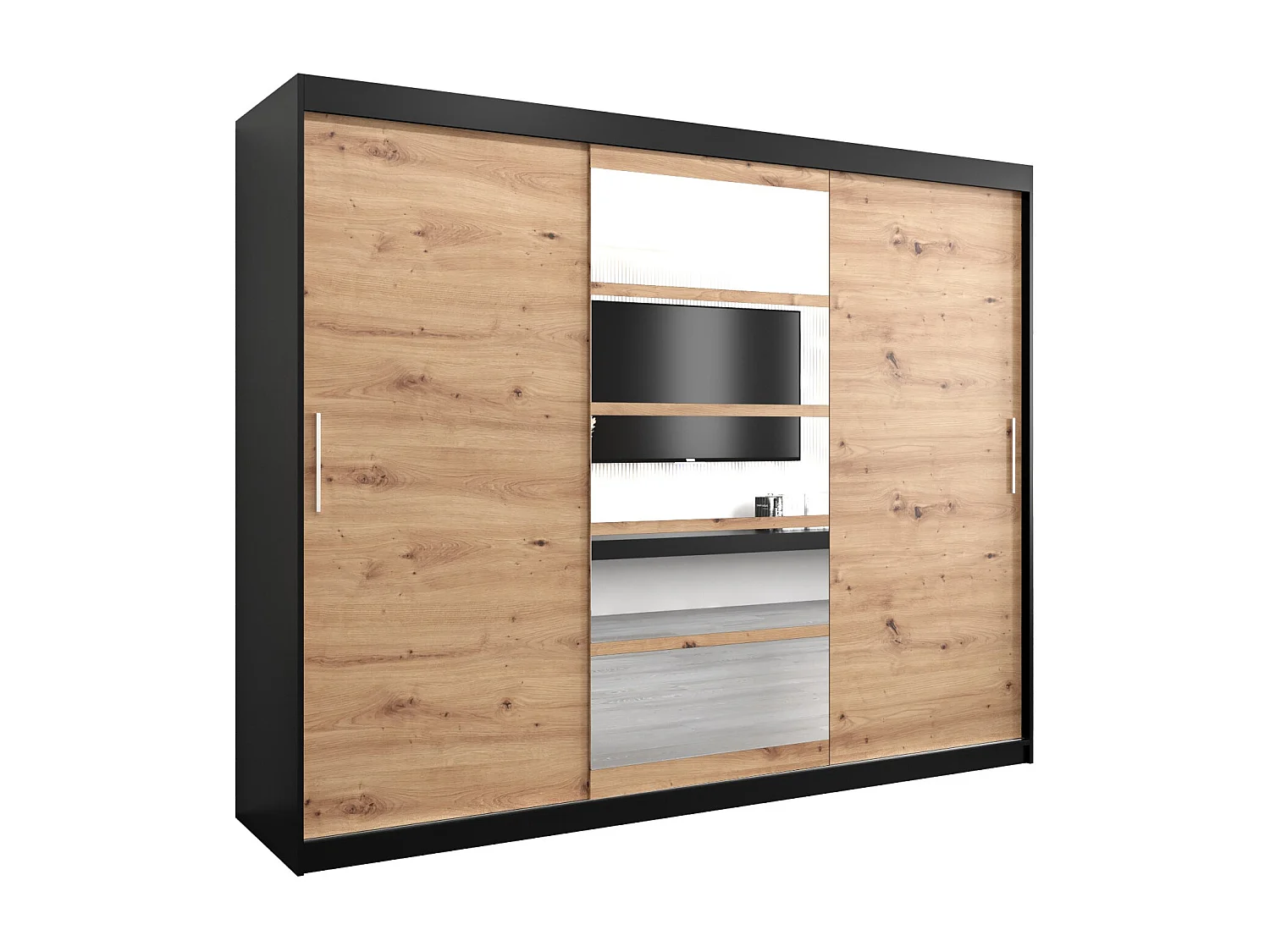 Armadio Roma 1 ad ante scorrevoli 200/250/62 3 porte (nero/artisan)