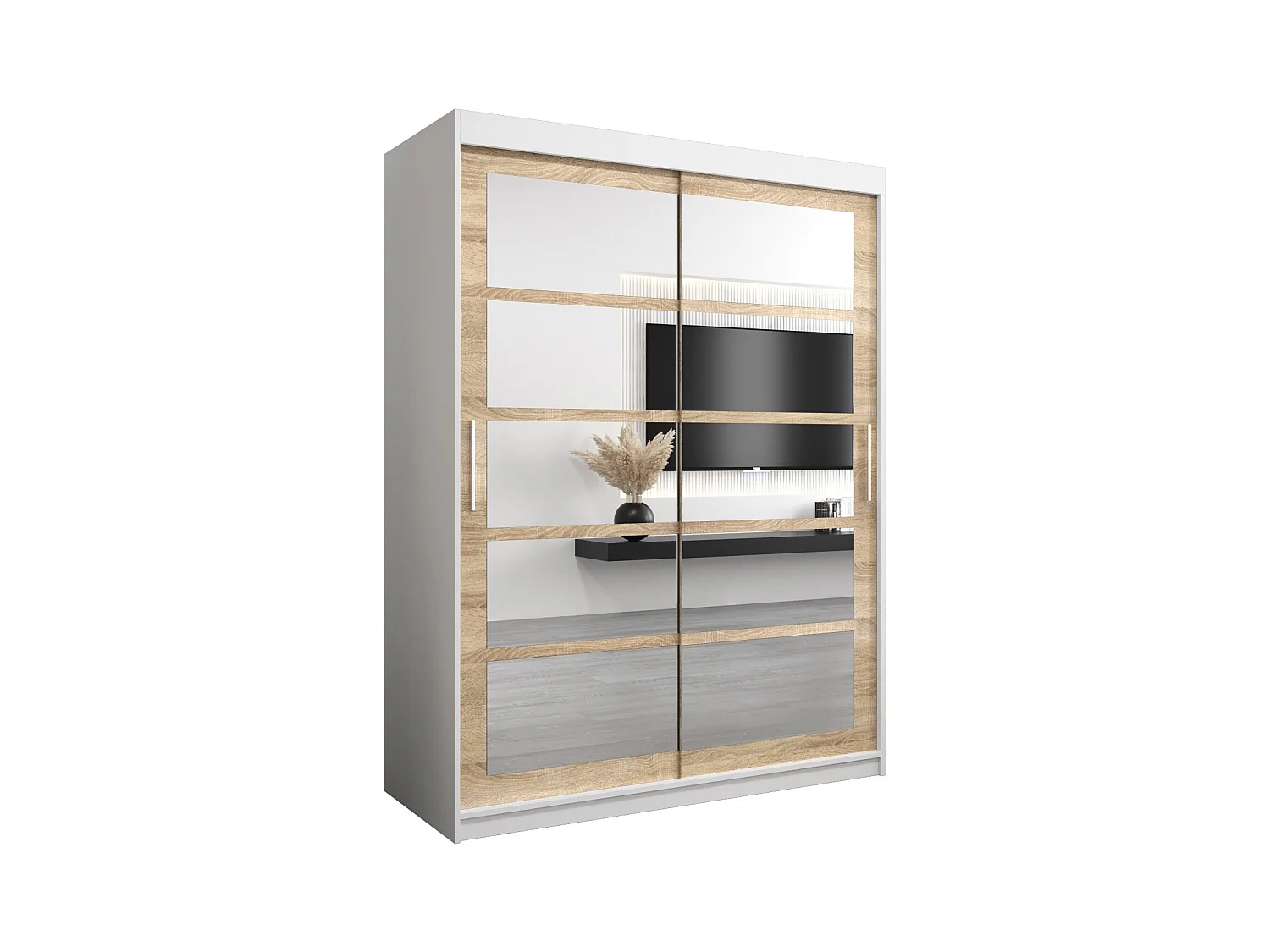 Armoire Roma 2 À Portes Coulissantes 200/150/62 2 portes (Blanc/Sonoma)